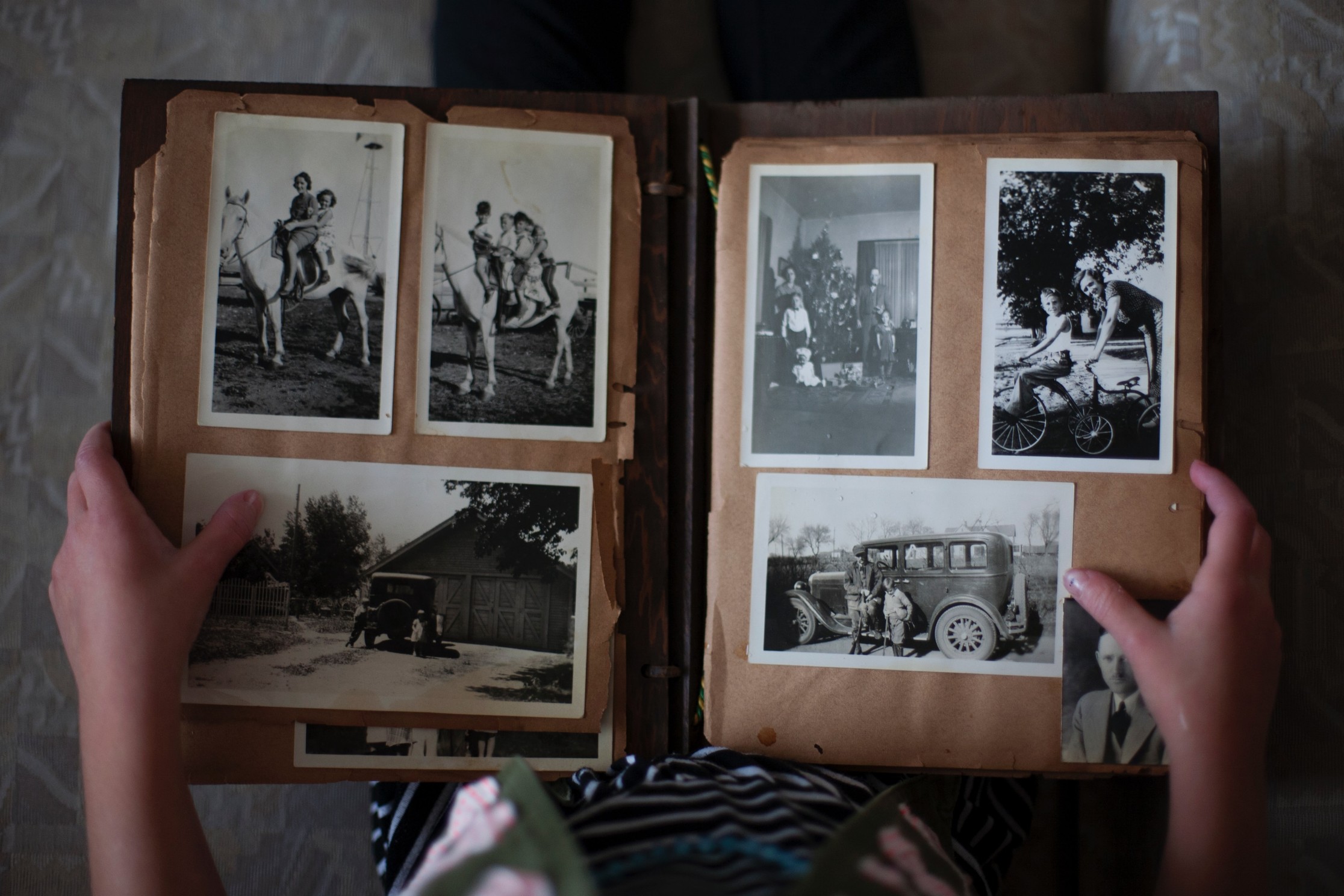 history of happiness. an old image of photo album