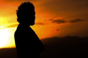 Gratitude, A Man black image on sunset