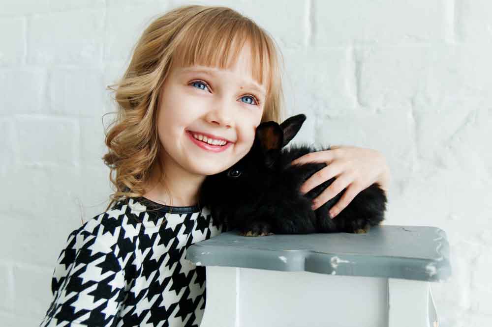 benefits of having a pet, Girl Holding Black Rabbit
