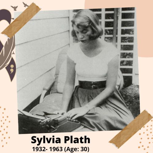 Sylvia Plath, Writer, 1932–1963, 30 y.o., celebrity who committed suicide.