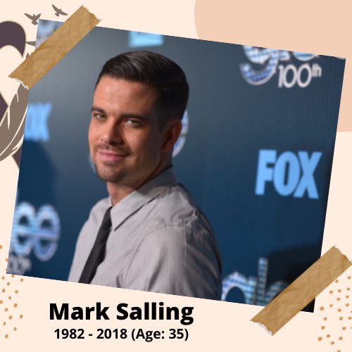 Mark Salling, Actor, 1982–2018, 35 y.o., celebrity who committed suicide.