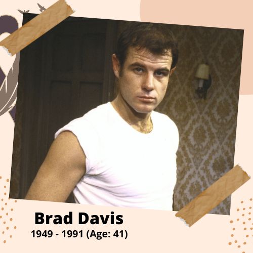 Brad Davis, Actor, 1949–1991, 41 y.o., celebrity who committed suicide.