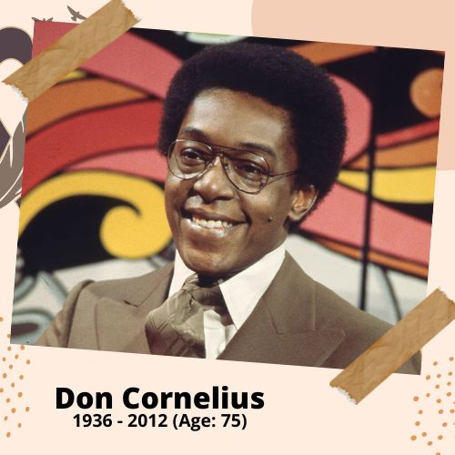 Don Cornelius, Television Host & Producer, 1936–2012, 75 y.o., celebrity who committed suicide.