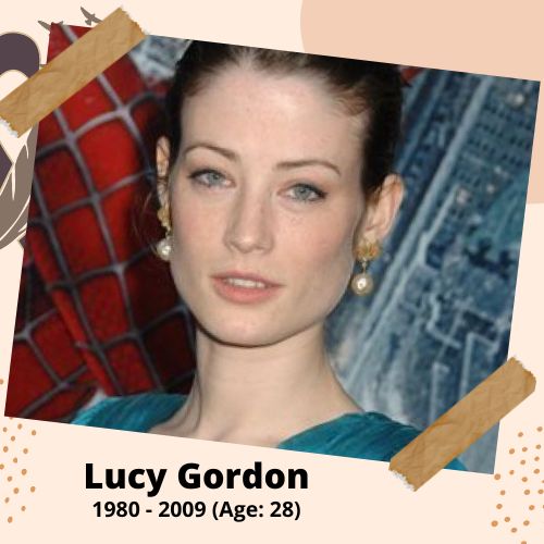Lucy Gordon, Actress, 1980–2009, 28 y.o., celebrity who committed suicide.