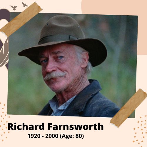 Richard Farnsworth, Actor, 1920–2000, 80 y.o., celebrity who committed suicide.