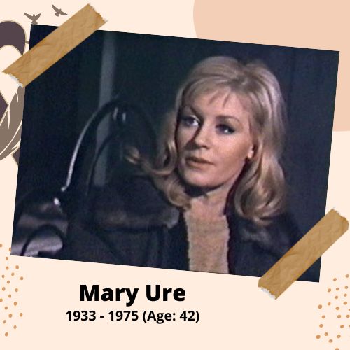 Mary Ure, Actress, 1933–1975, 42 y.o., celebrity who committed suicide.