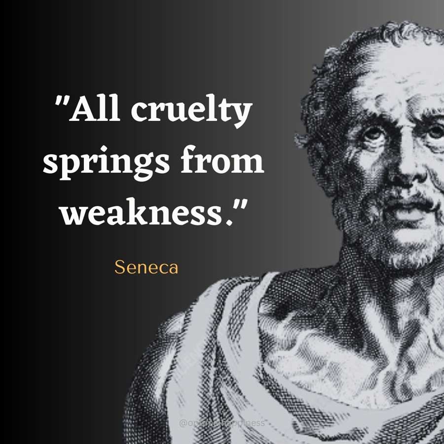 All cruelty springs from weakness. - Seneca Happiness Quote