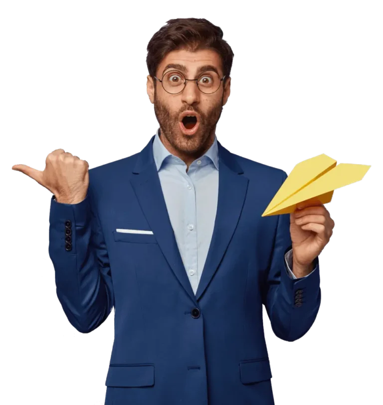 Optimal Happiness guy pointing at benefits of this happiness website